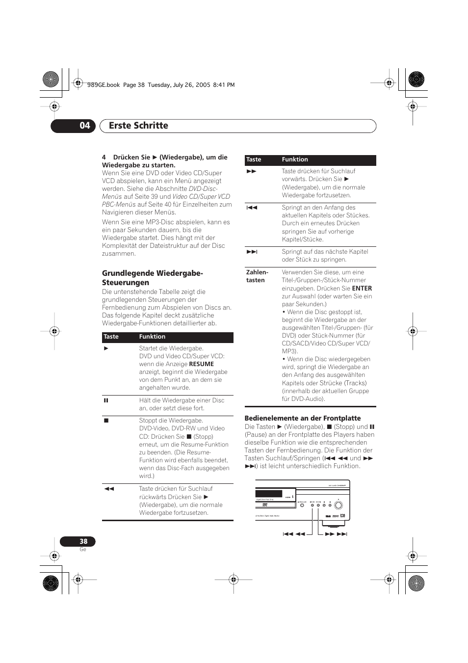 Grundlegende wiedergabe-steuerungen, Erste schritte 04 | Pioneer DV-989AVi-S User Manual | Page 138 / 204