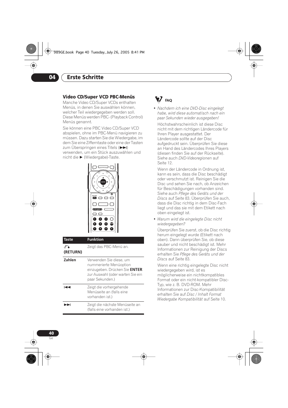 Video cd/super vcd pbc-menüs, Erste schritte 04 | Pioneer DV-989AVi-S User Manual | Page 140 / 204