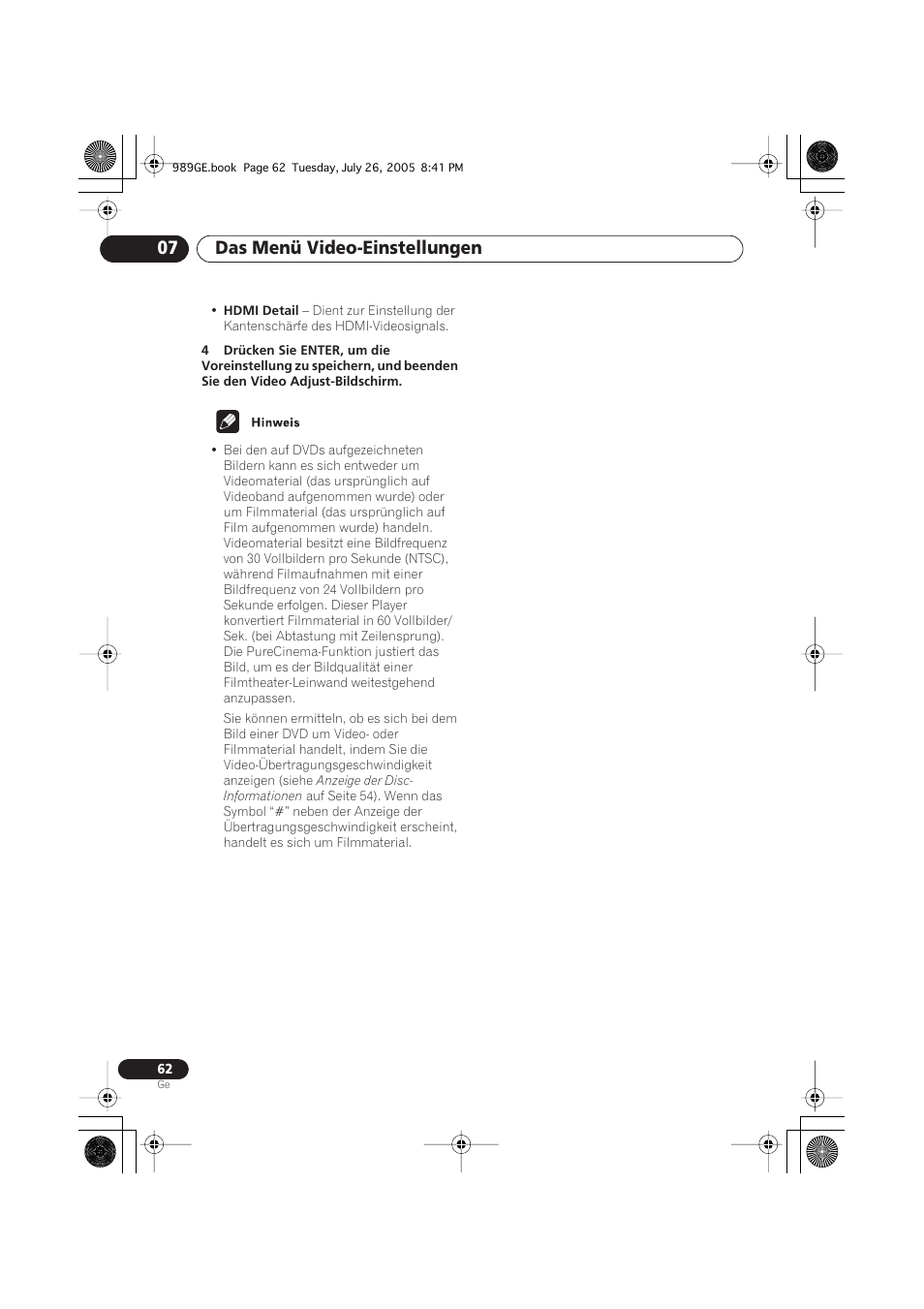 Das menü video-einstellungen 07 | Pioneer DV-989AVi-S User Manual | Page 162 / 204