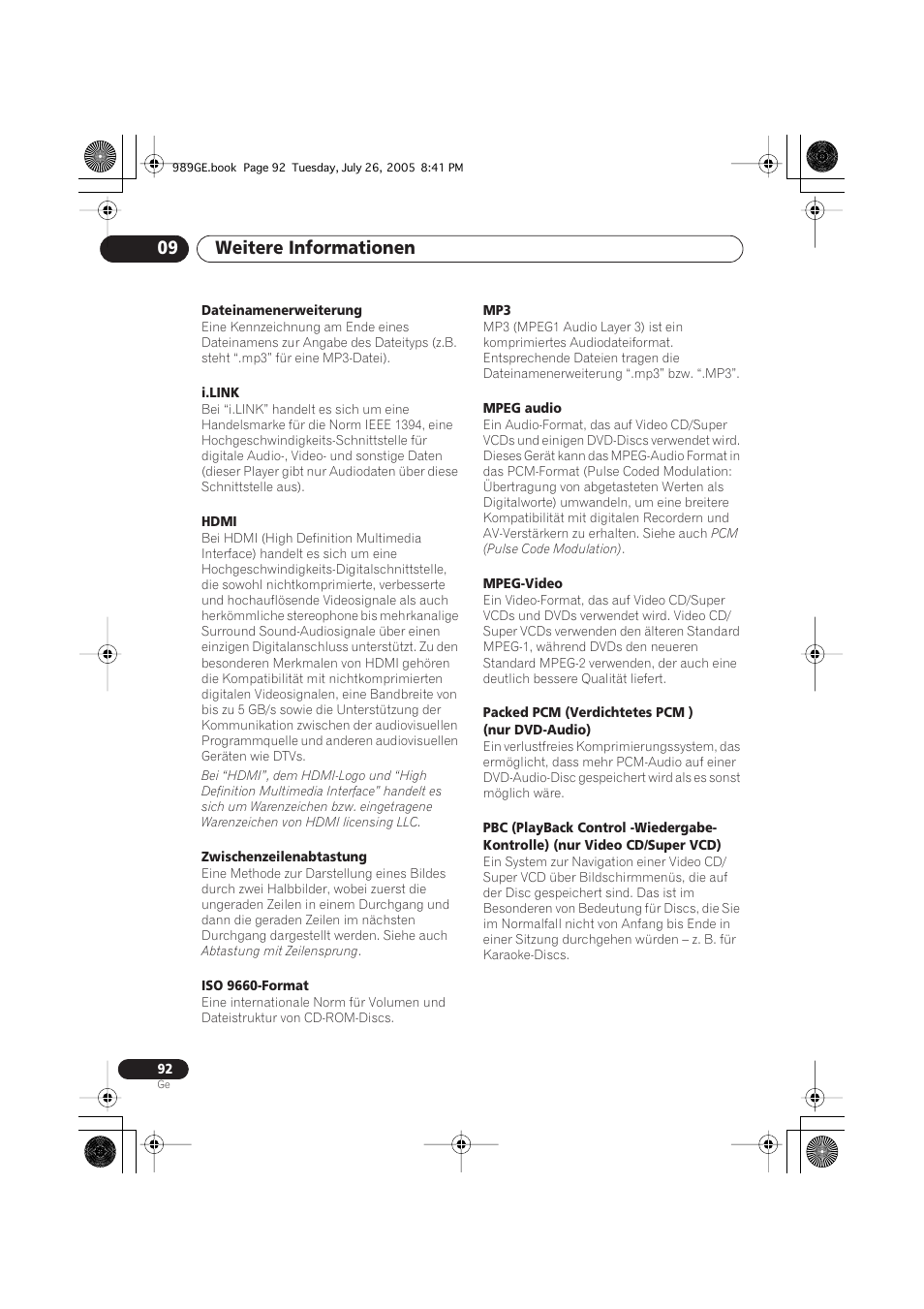 Weitere informationen 09 | Pioneer DV-989AVi-S User Manual | Page 192 / 204