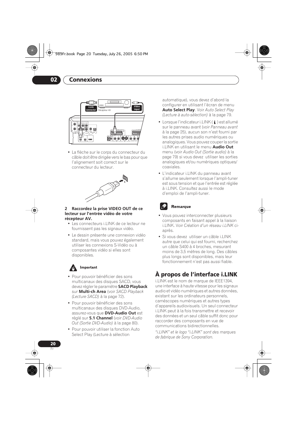 À propos de l’interface i.link, Connexions 02 | Pioneer DV-989AVi-S User Manual | Page 20 / 204