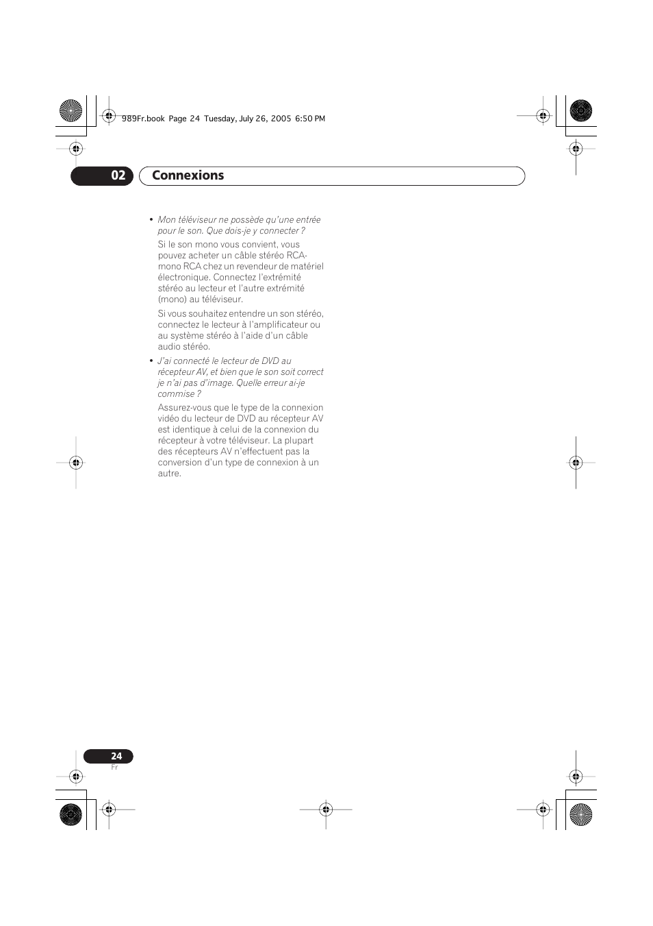 Connexions 02 | Pioneer DV-989AVi-S User Manual | Page 24 / 204
