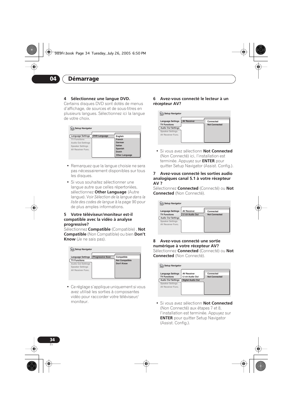 Démarrage 04 | Pioneer DV-989AVi-S User Manual | Page 34 / 204