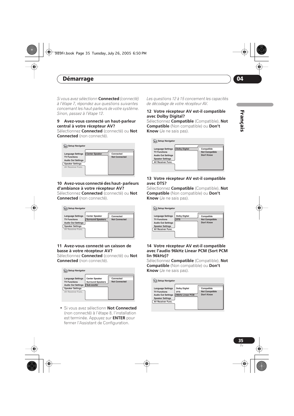 Démarrage 04, Français | Pioneer DV-989AVi-S User Manual | Page 35 / 204