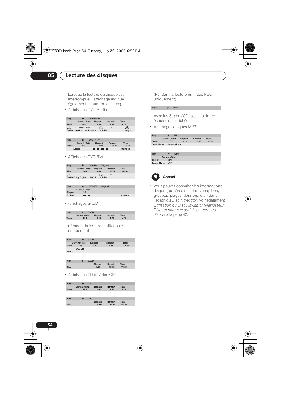 Lecture des disques 05, À la page 42 | Pioneer DV-989AVi-S User Manual | Page 54 / 204