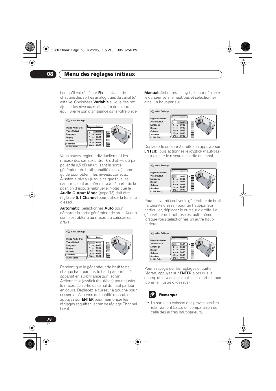 Menu des réglages initiaux 08 | Pioneer DV-989AVi-S User Manual | Page 78 / 204