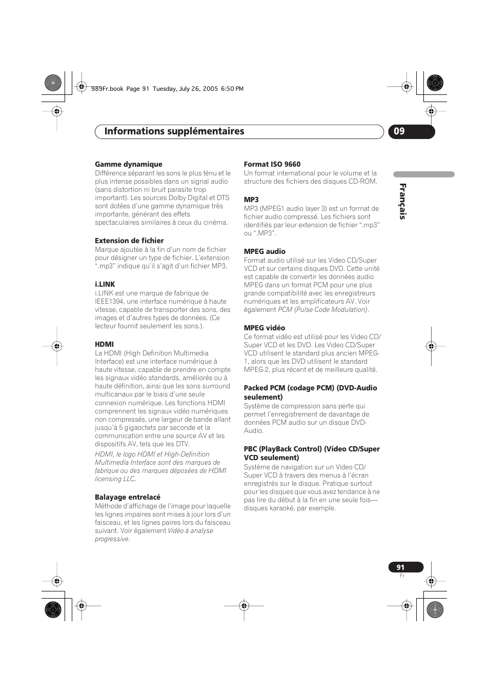 Informations supplémentaires 09 | Pioneer DV-989AVi-S User Manual | Page 91 / 204