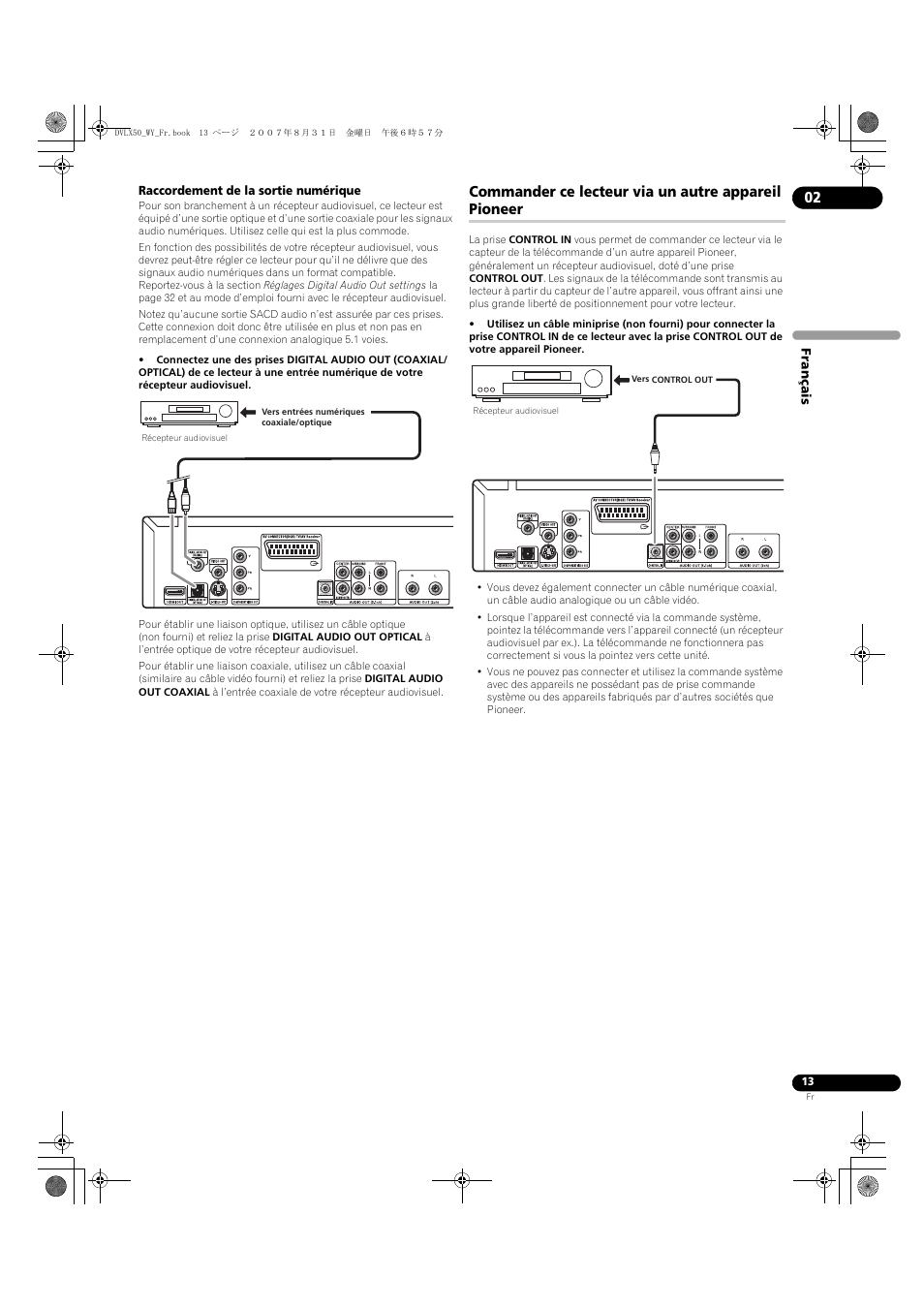 Commander ce lecteur via un autre appareil pioneer | Pioneer DV-LX50 User Manual | Page 13 / 94