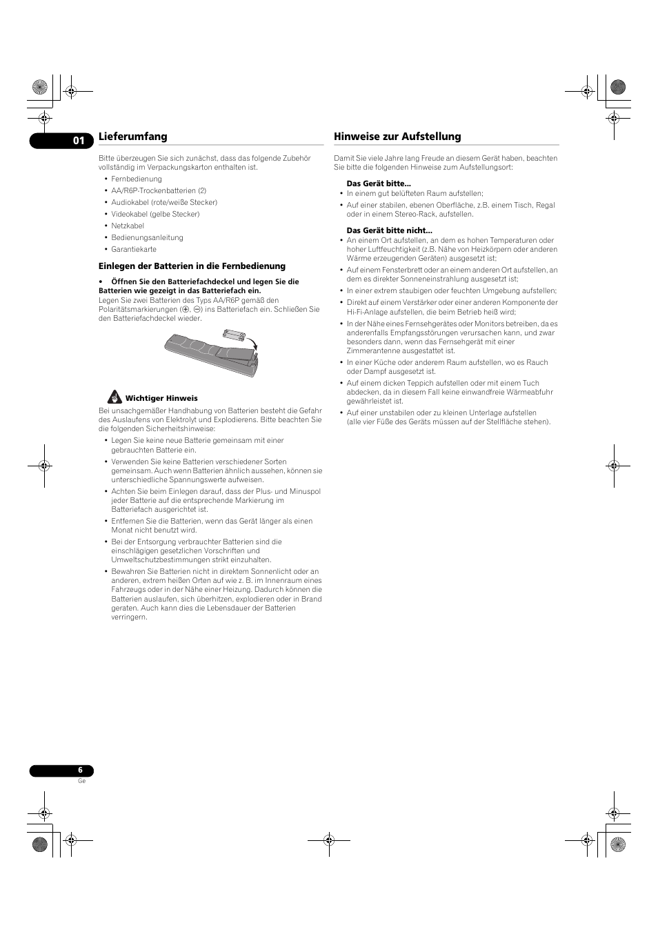 Lieferumfang, Hinweise zur aufstellung | Pioneer DV-LX50 User Manual | Page 52 / 94