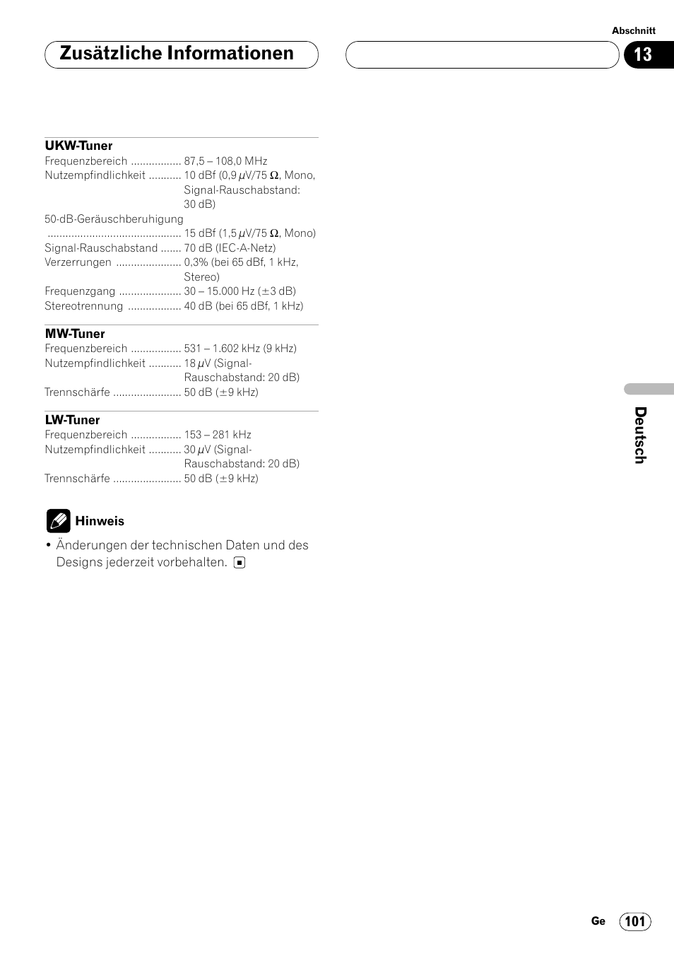 Zusätzliche informationen | Pioneer DVH-P7000R User Manual | Page 101 / 204