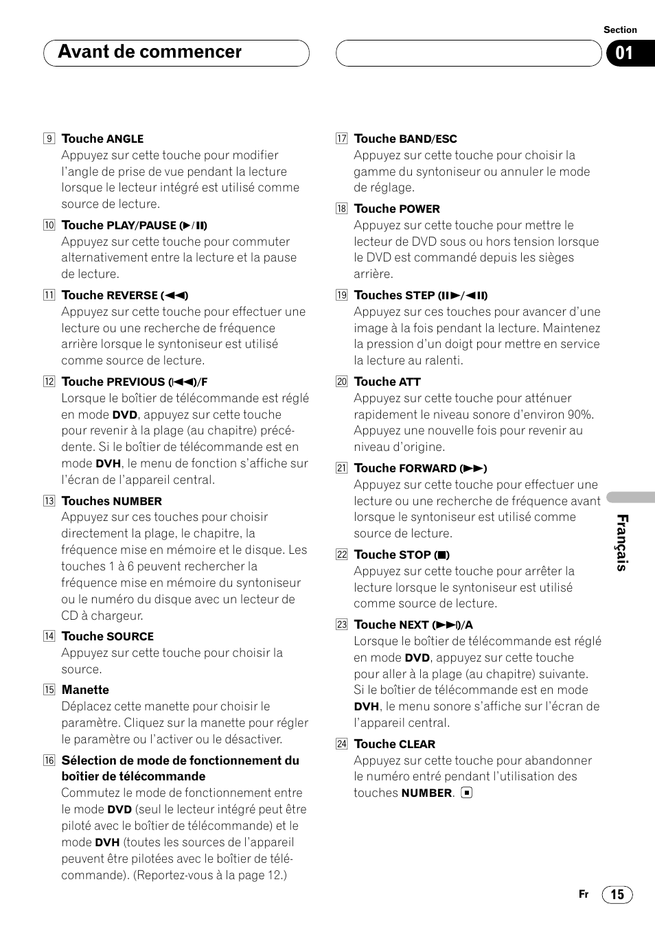 Avant de commencer | Pioneer DVH-P7000R User Manual | Page 115 / 204