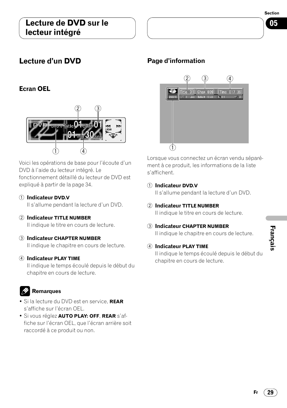 Lecture d’un dvd 29, Lecture de dvd sur le lecteur intégré, Lecture d’un dvd | Pioneer DVH-P7000R User Manual | Page 129 / 204