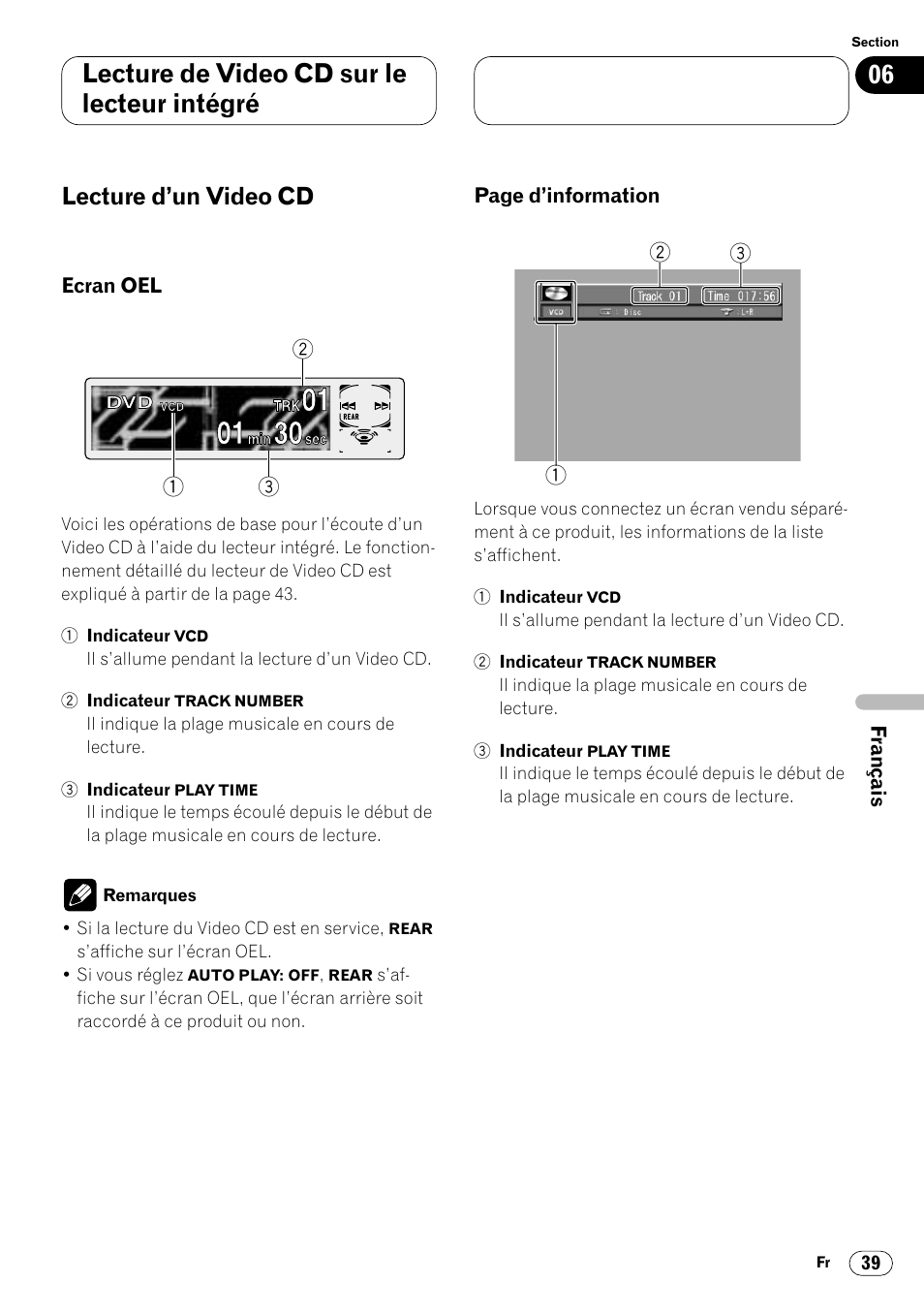 Lecture d’un video cd 39, Lecture de video cd sur le lecteur intégré, Lecture d’un video cd | Pioneer DVH-P7000R User Manual | Page 139 / 204