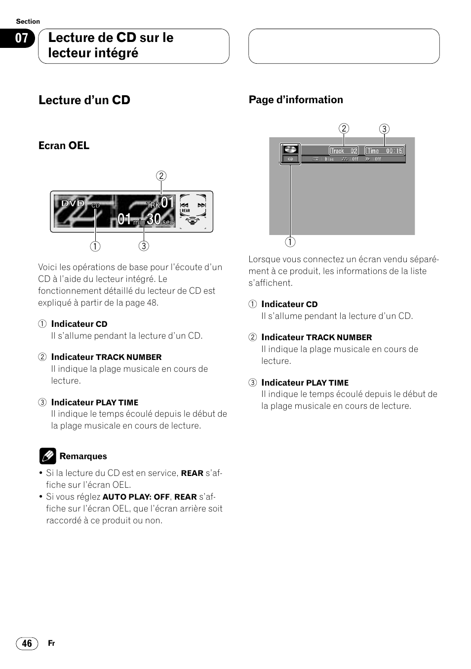 Lecture d’un cd 46, Lecture de cd sur le lecteur intégré, Lecture d’un cd | Pioneer DVH-P7000R User Manual | Page 146 / 204