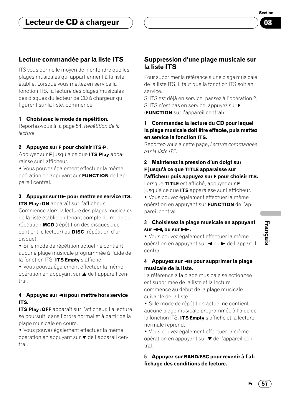 La liste its 57, Lecteur de cd à chargeur | Pioneer DVH-P7000R User Manual | Page 157 / 204