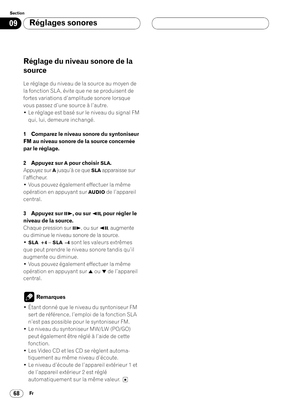 Réglage du niveau sonore de la source 68, Réglages sonores, Réglage du niveau sonore de la source | Pioneer DVH-P7000R User Manual | Page 168 / 204