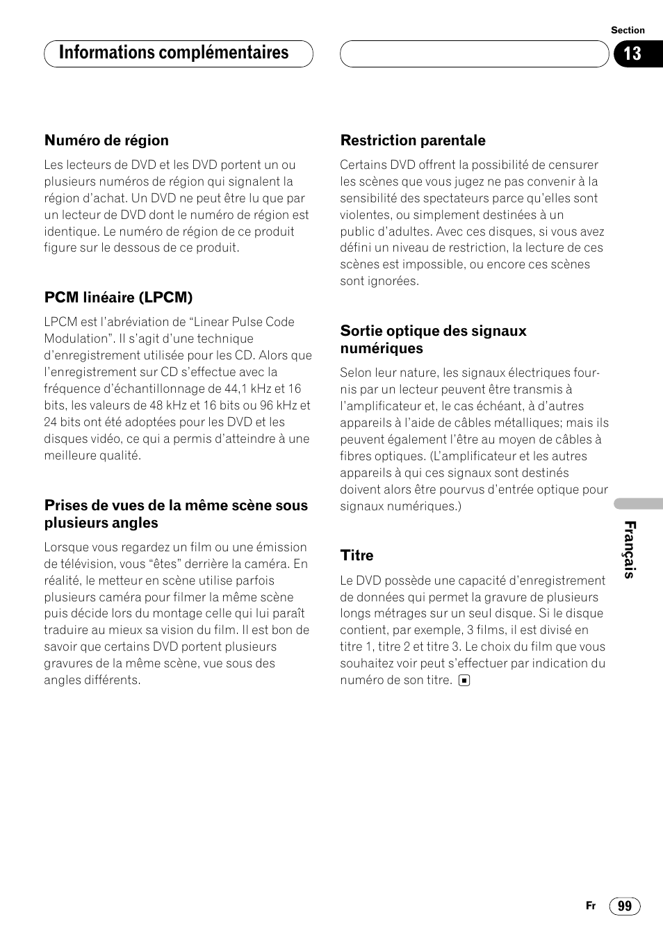 Informations complémentaires | Pioneer DVH-P7000R User Manual | Page 199 / 204