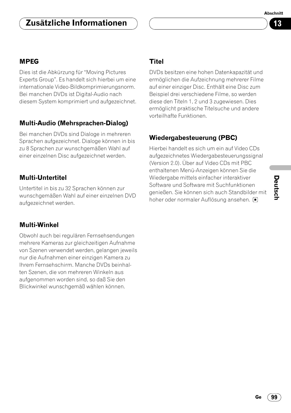 Zusätzliche informationen | Pioneer DVH-P7000R User Manual | Page 99 / 204
