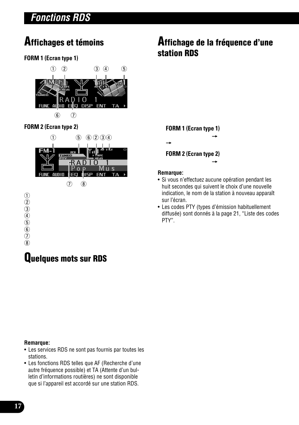 Fonctions rds, Ffichages et témoins, Uelques mots sur rds | Ffichage de la fréquence d’une station rds | Pioneer DEH-P900HDD User Manual | Page 104 / 176