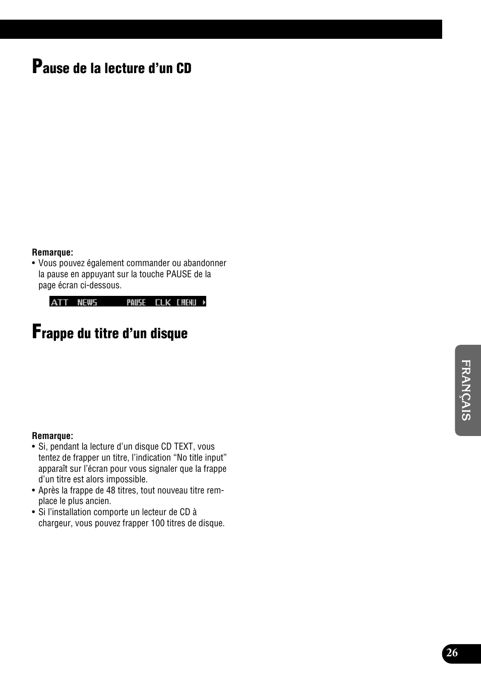 Ause de la lecture d’un cd, Rappe du titre d’un disque | Pioneer DEH-P900HDD User Manual | Page 113 / 176
