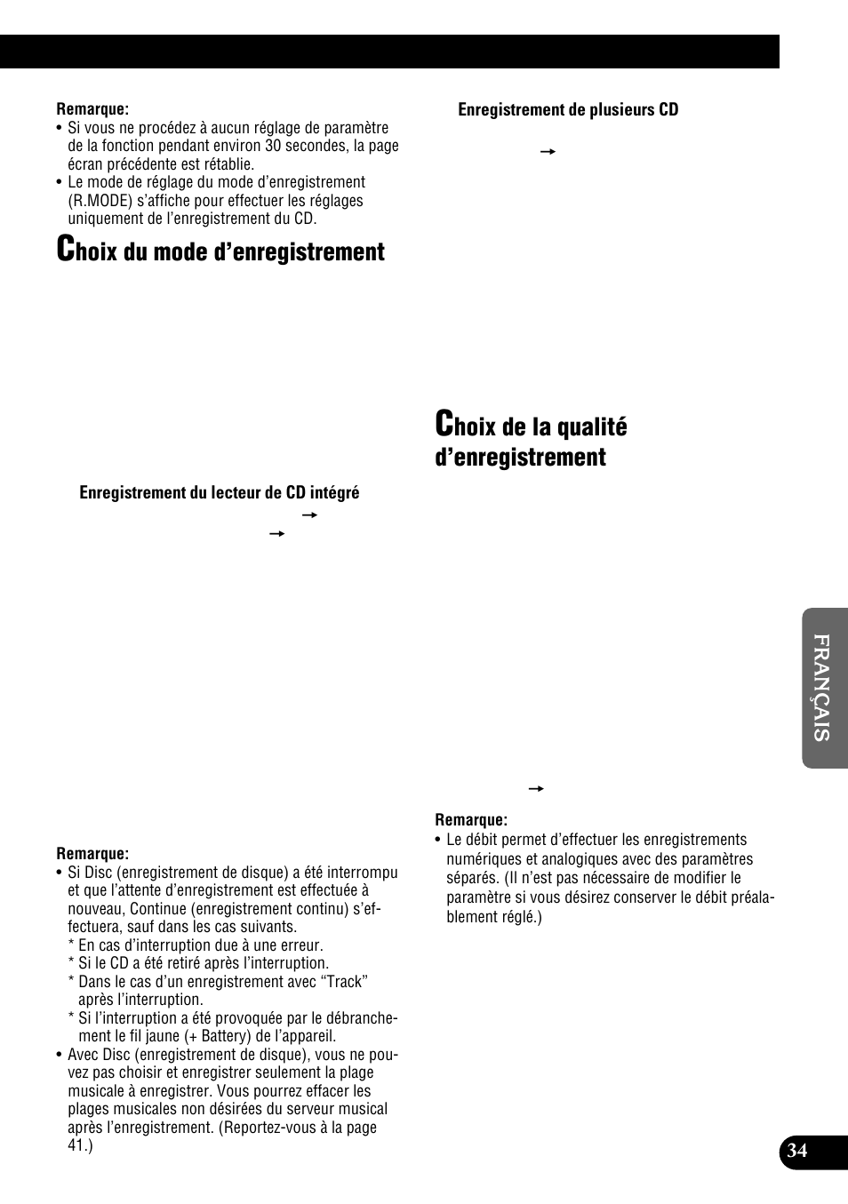 Hoix du mode d’enregistrement, Hoix de la qualité d’enregistrement | Pioneer DEH-P900HDD User Manual | Page 121 / 176