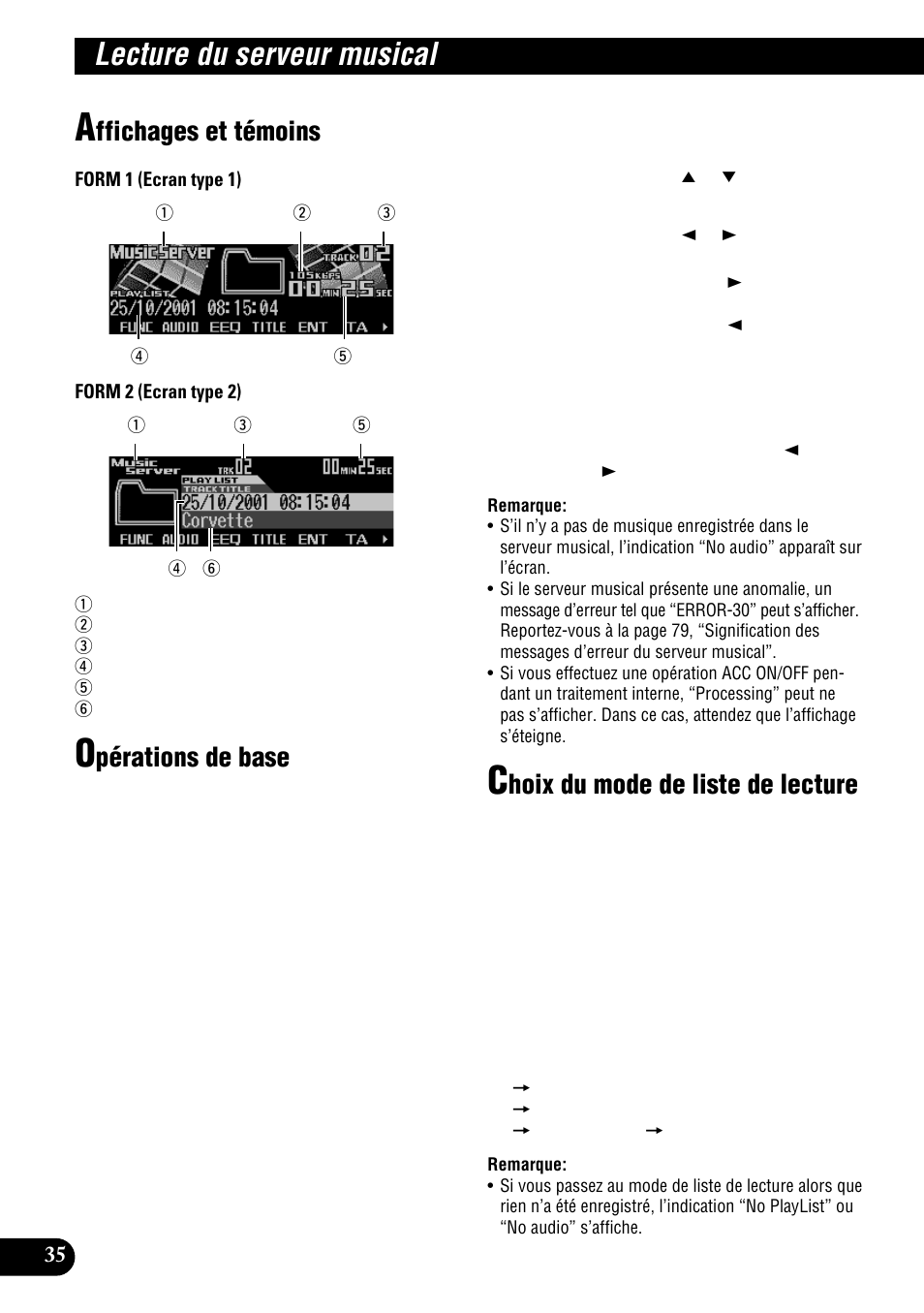 Lecture du serveur musical, Ffichages et témoins, Pérations de base | Hoix du mode de liste de lecture | Pioneer DEH-P900HDD User Manual | Page 122 / 176