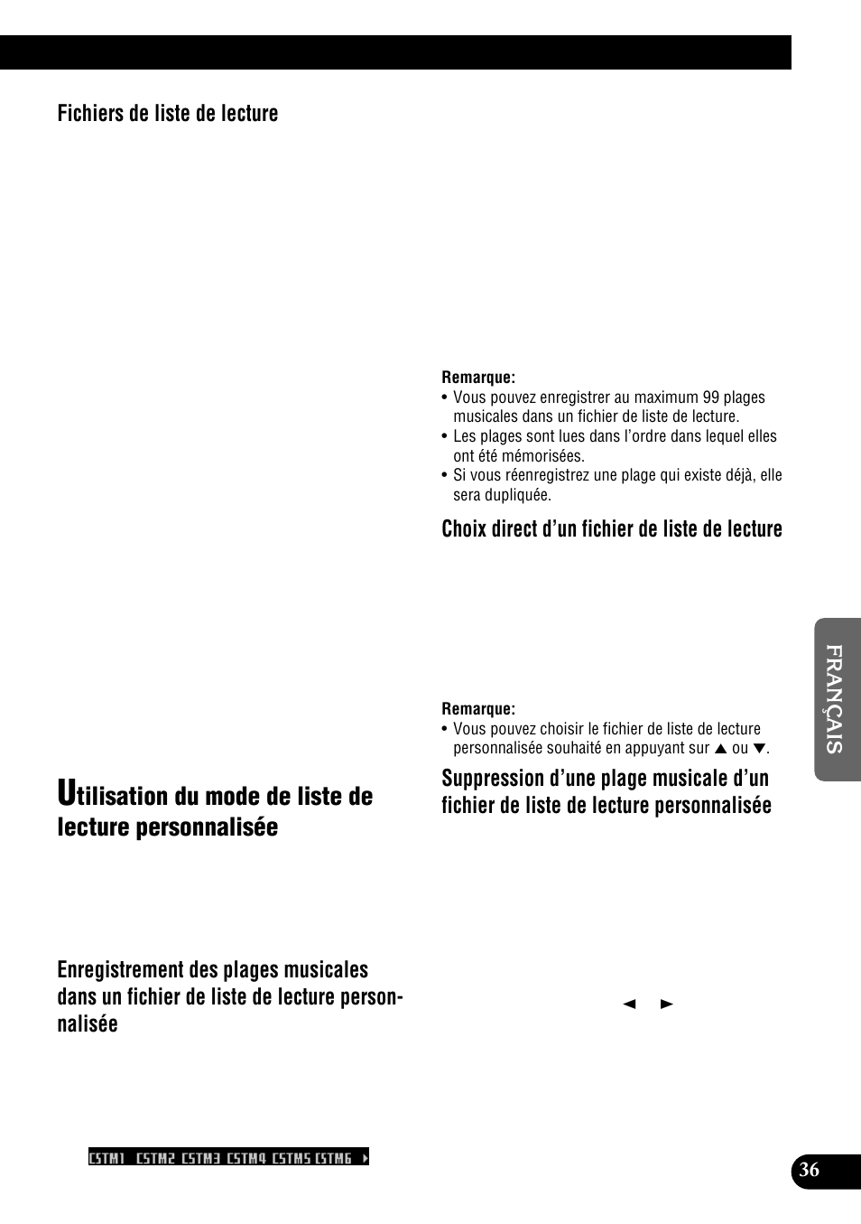 Utilisation du mode de liste de lecture, Personnalisée, Fichiers de liste de lecture | Choix direct d’un fichier de liste de lecture | Pioneer DEH-P900HDD User Manual | Page 123 / 176