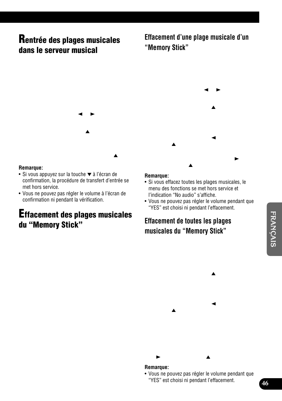 Rentrée des plages musicales dans le serveur, Musical, Effacement des plages musicales du | Memory stick | Pioneer DEH-P900HDD User Manual | Page 133 / 176
