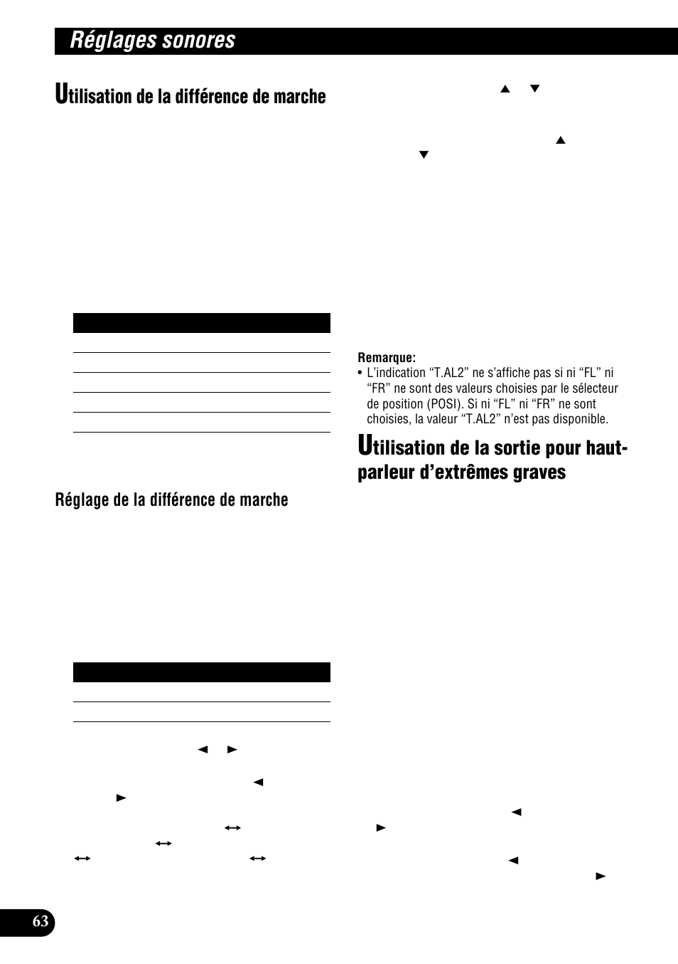 D’extrêmes graves, Réglages sonores, Tilisation de la différence de marche | Réglage de la différence de marche | Pioneer DEH-P900HDD User Manual | Page 150 / 176
