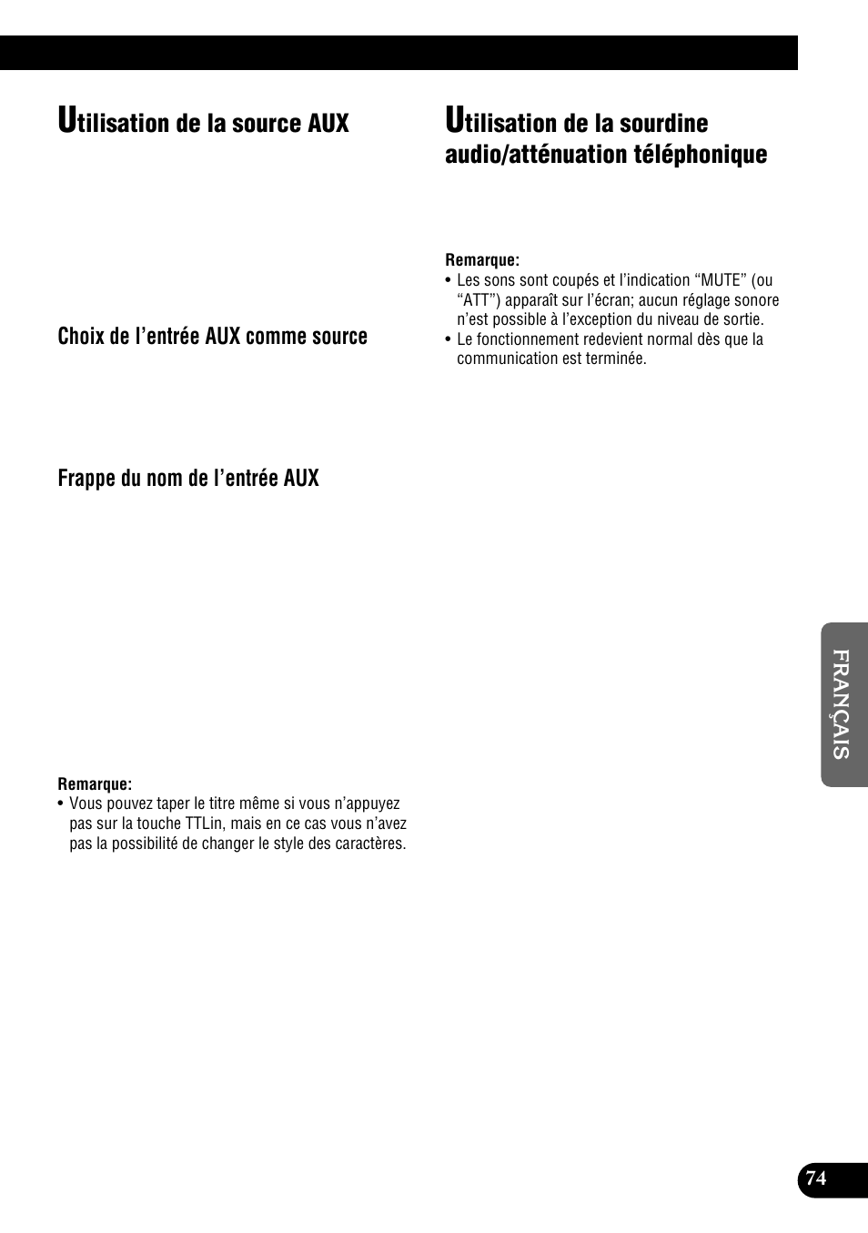Téléphonique, Tilisation de la source aux, Choix de l’entrée aux comme source | Frappe du nom de l’entrée aux | Pioneer DEH-P900HDD User Manual | Page 161 / 176