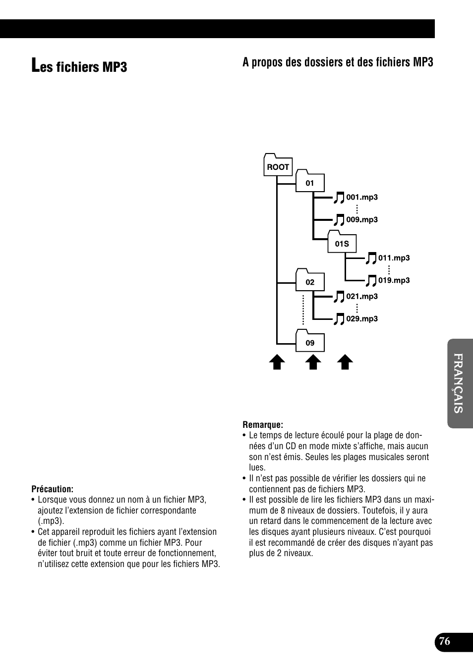 Les fichiers mp3, Es fichiers mp3, A propos des dossiers et des fichiers mp3 | Pioneer DEH-P900HDD User Manual | Page 163 / 176