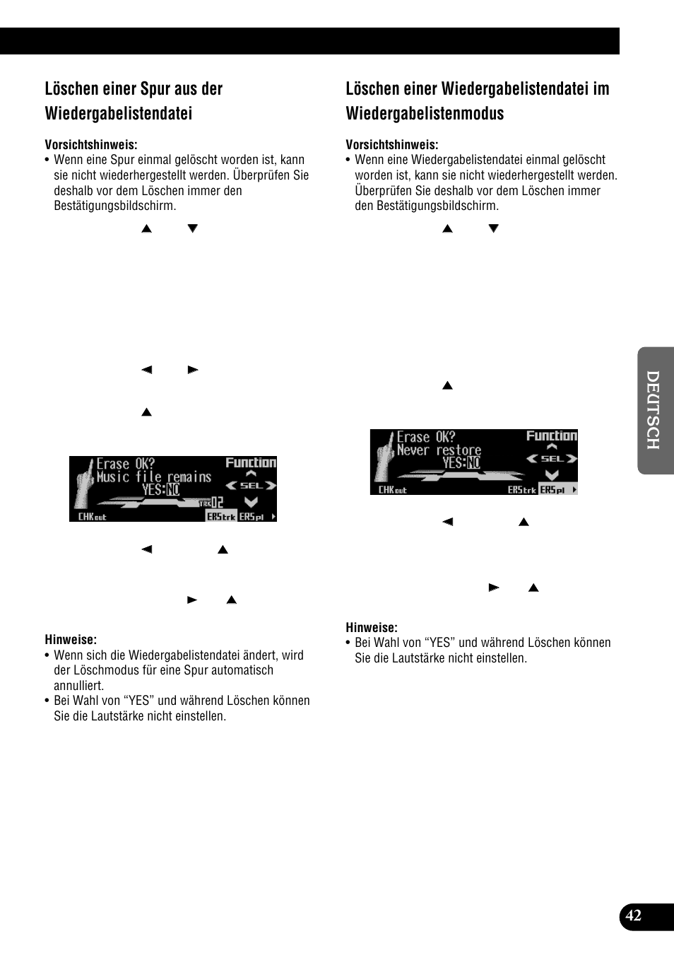 Löschen einer spur aus der wiedergabelistendatei | Pioneer DEH-P900HDD User Manual | Page 43 / 176