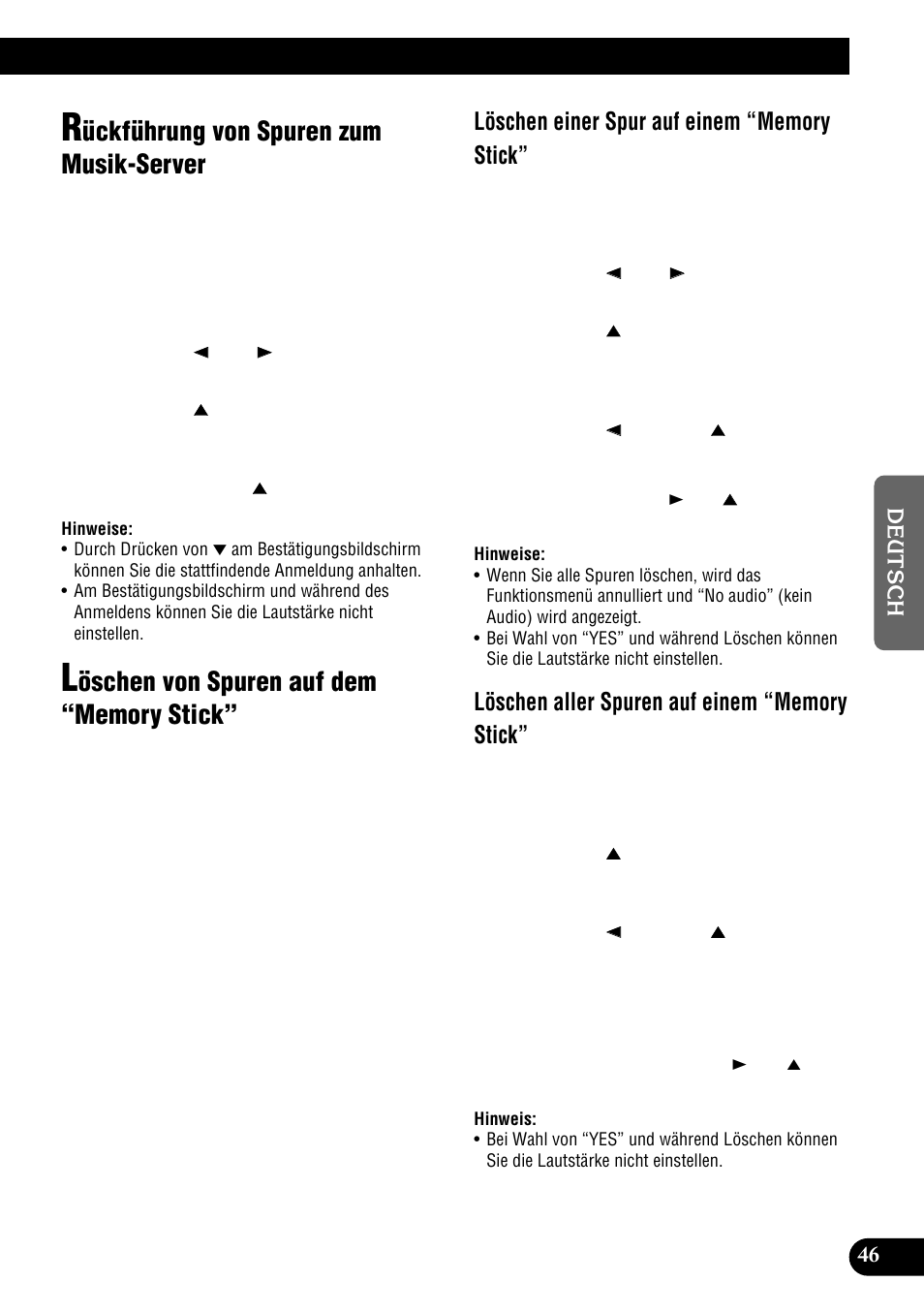 Dem “memory stick, Ückführung von spuren zum musik-server | Pioneer DEH-P900HDD User Manual | Page 47 / 176