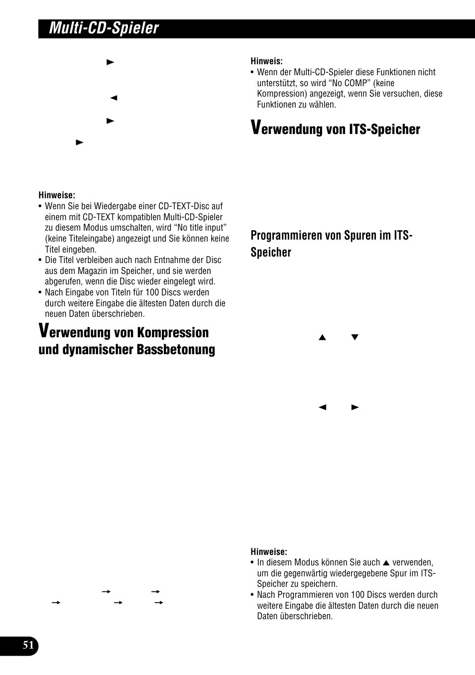 Verwendung von kompression und, Dynamischer bassbetonung, Verwendung von its-speicher | Multi-cd-spieler, Erwendung von its-speicher, Programmieren von spuren im its- speicher | Pioneer DEH-P900HDD User Manual | Page 52 / 176