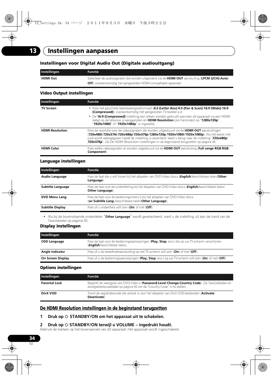 Instellingen aanpassen 13 | Pioneer X-SMC5-K User Manual | Page 142 / 224