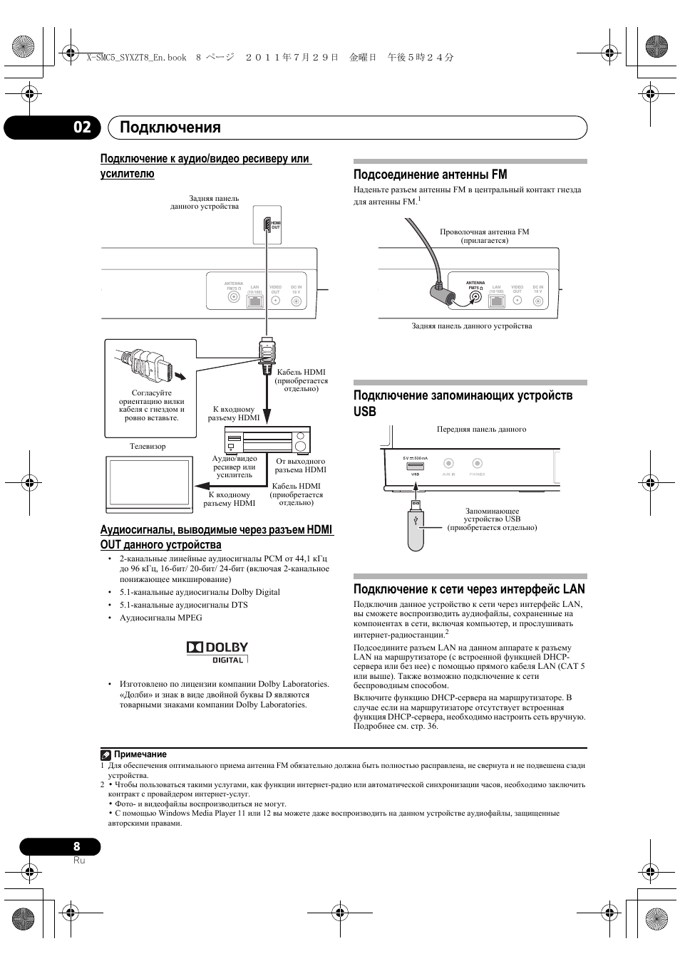 Подключения 02, Подсоединение антенны fm | Pioneer X-SMC5-K User Manual | Page 170 / 224
