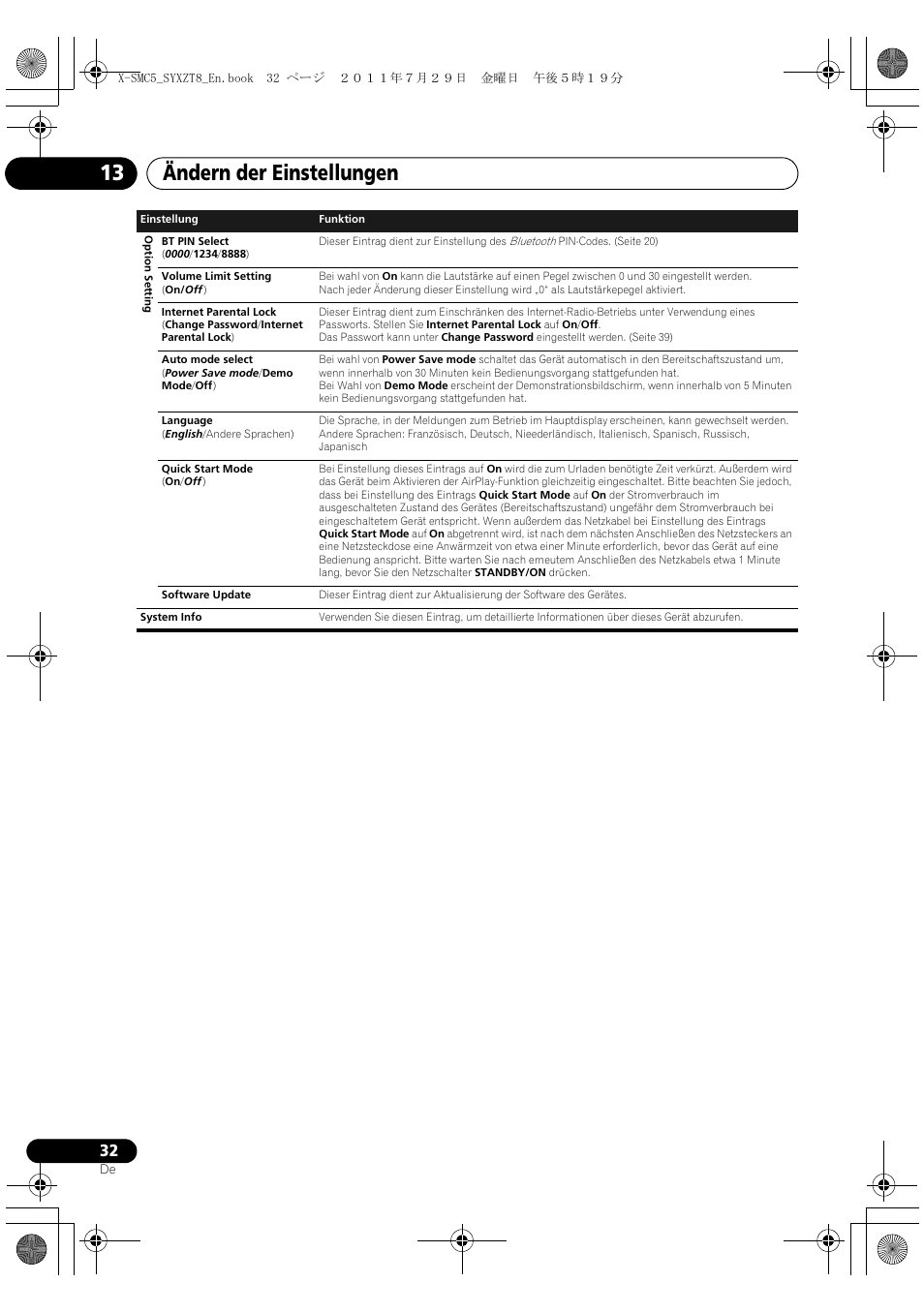 Ändern der einstellungen 13 | Pioneer X-SMC5-K User Manual | Page 32 / 224