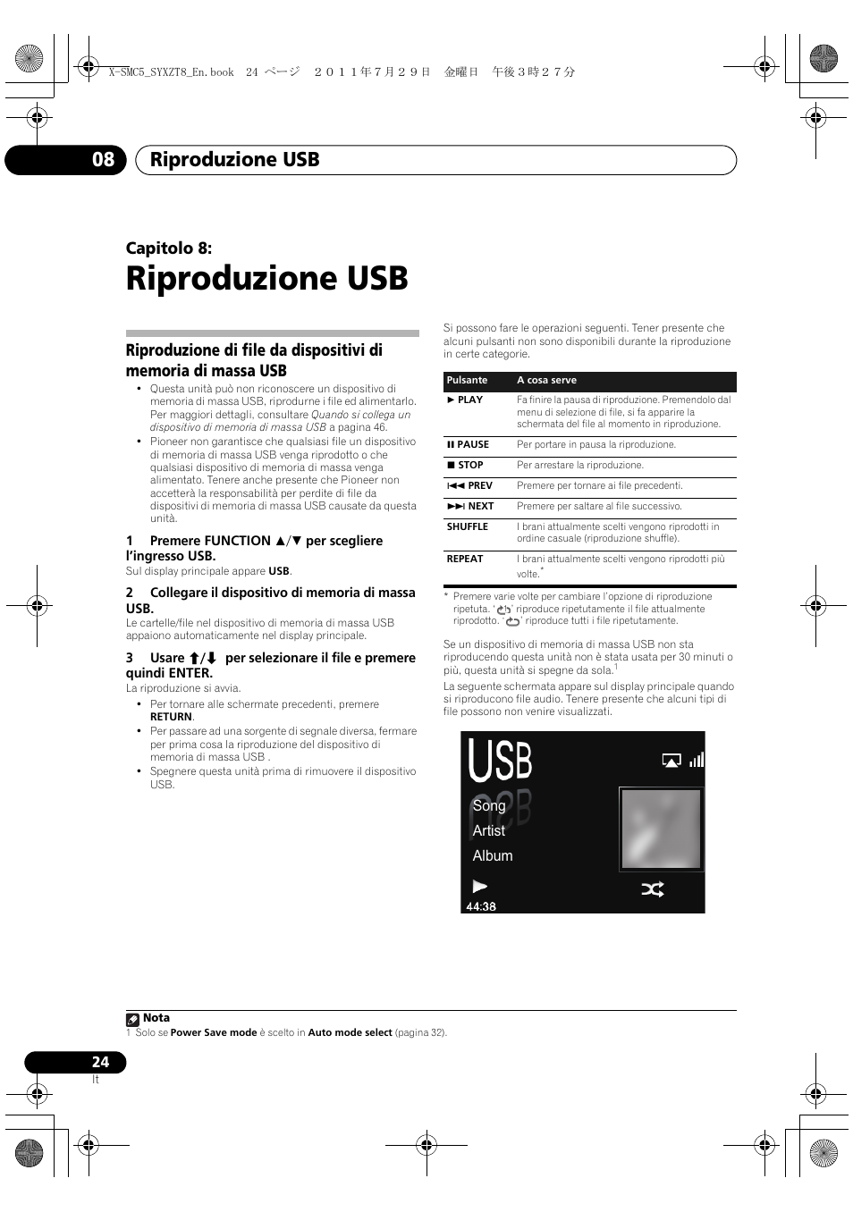 Riproduzione usb, Riproduzione usb 08, Capitolo 8 | Song artist album | Pioneer X-SMC5-K User Manual | Page 78 / 224