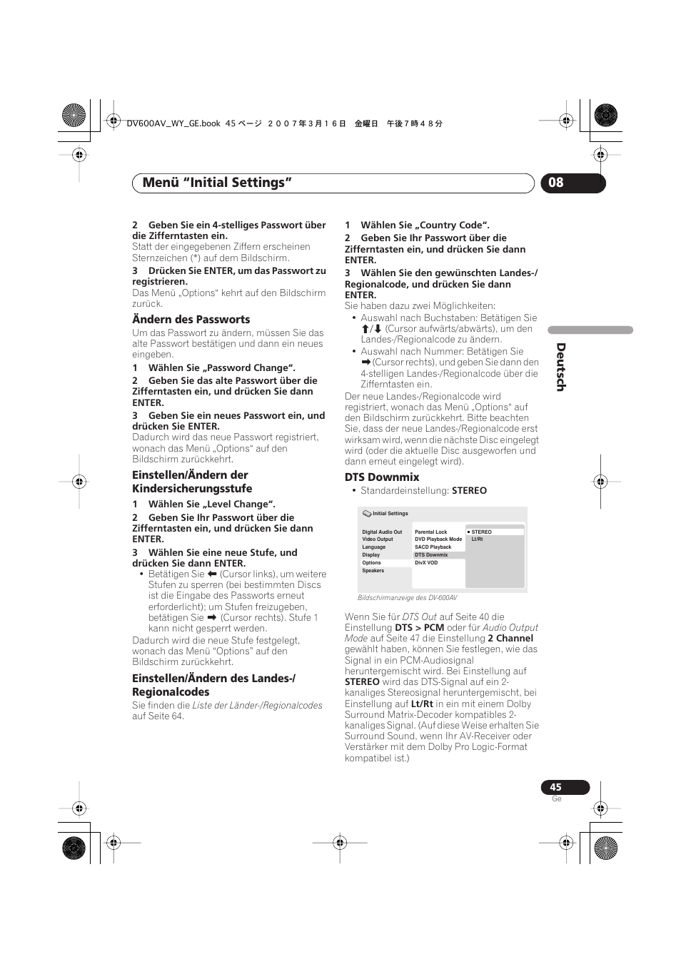 Menü “initial settings” 08 | Pioneer DV-600AV-K User Manual | Page 107 / 128