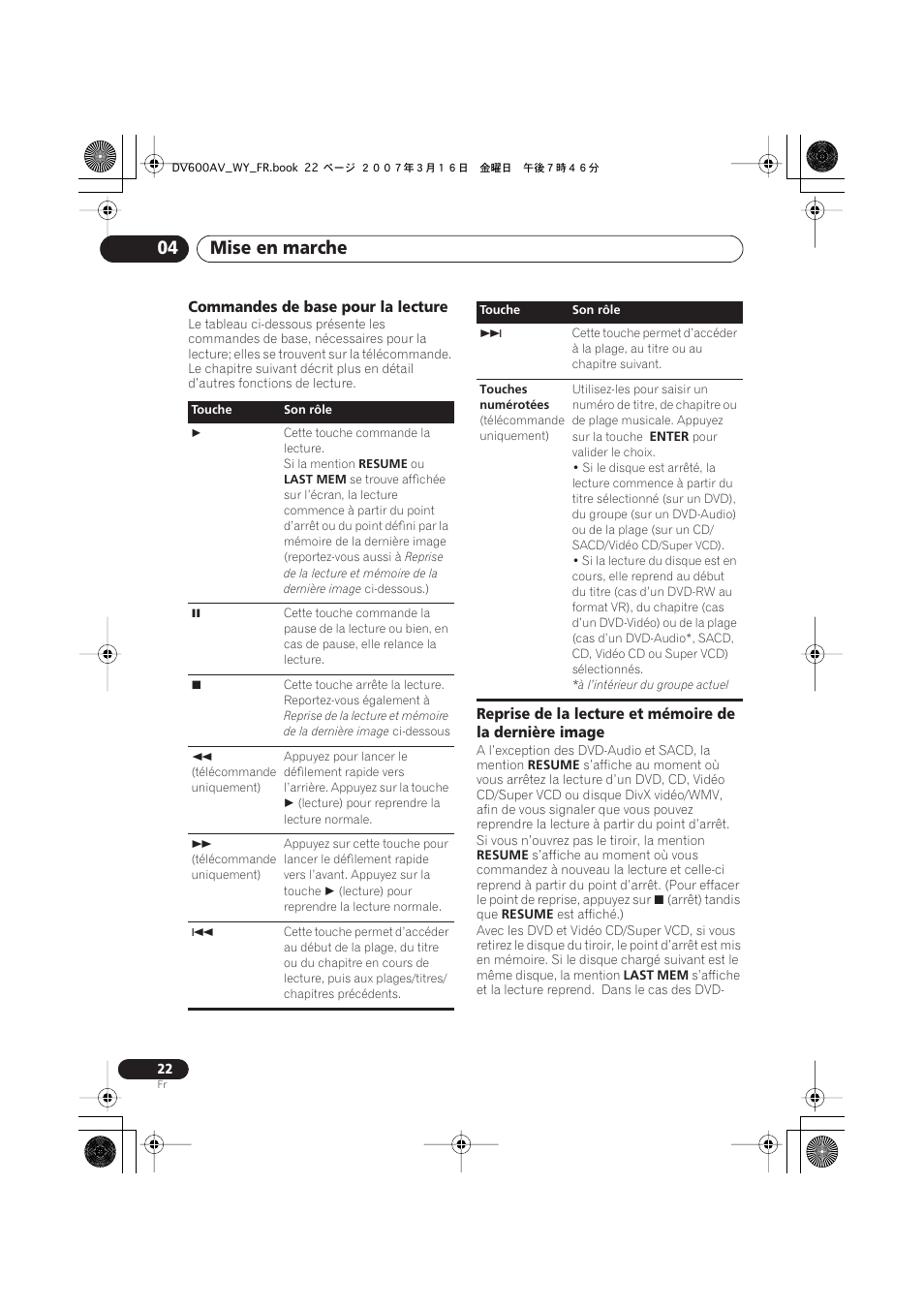 Mise en marche 04 | Pioneer DV-600AV-K User Manual | Page 22 / 128