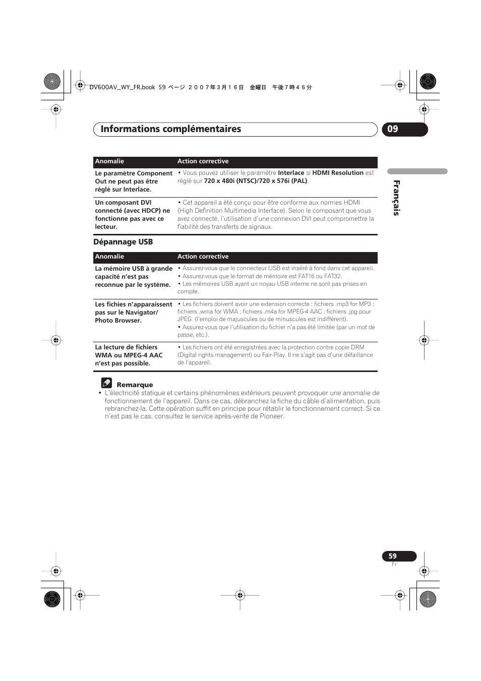 Informations complémentaires 09 | Pioneer DV-600AV-K User Manual | Page 59 / 128