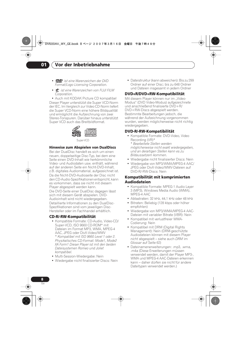 Vor der inbetriebnahme 01 | Pioneer DV-600AV-K User Manual | Page 70 / 128