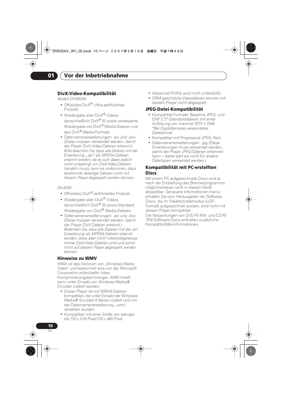 Vor der inbetriebnahme 01 | Pioneer DV-600AV-K User Manual | Page 72 / 128
