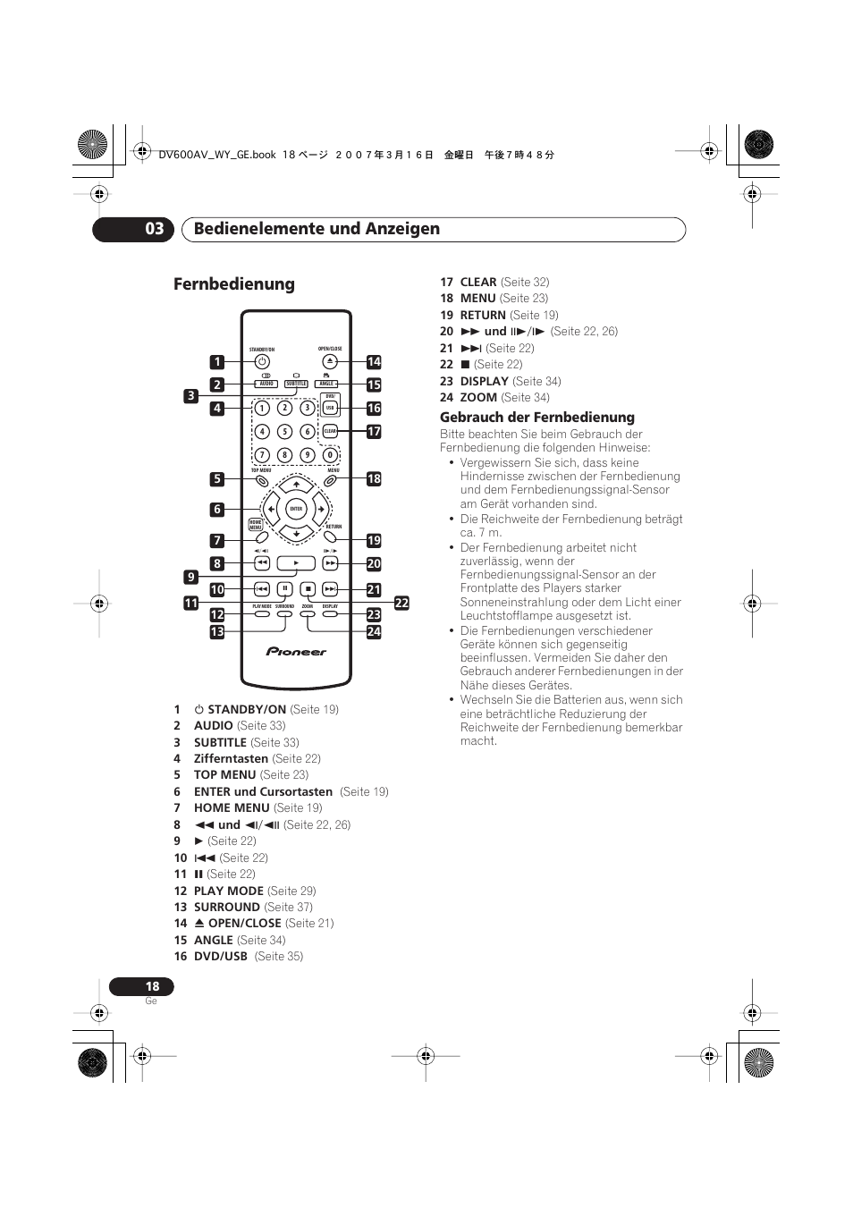 Fernbedienung, Bedienelemente und anzeigen 03 | Pioneer DV-600AV-K User Manual | Page 80 / 128