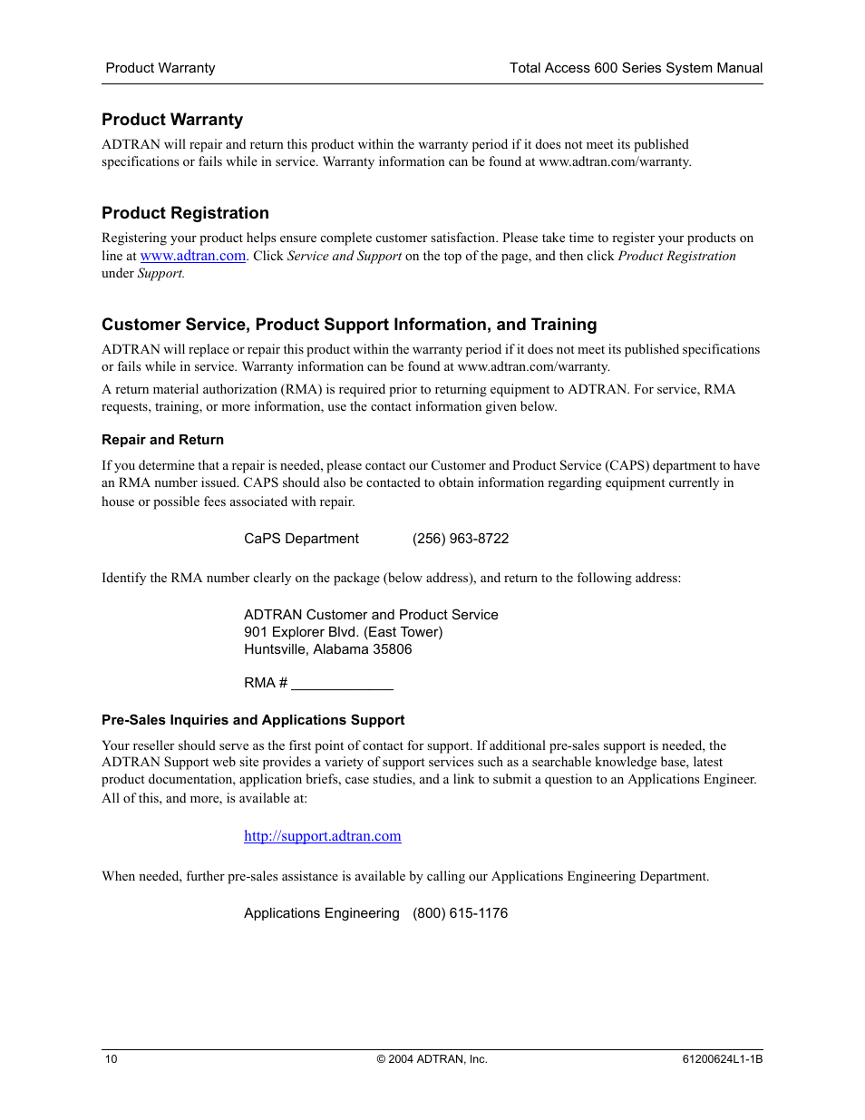 ADTRAN 600R User Manual | Page 10 / 264