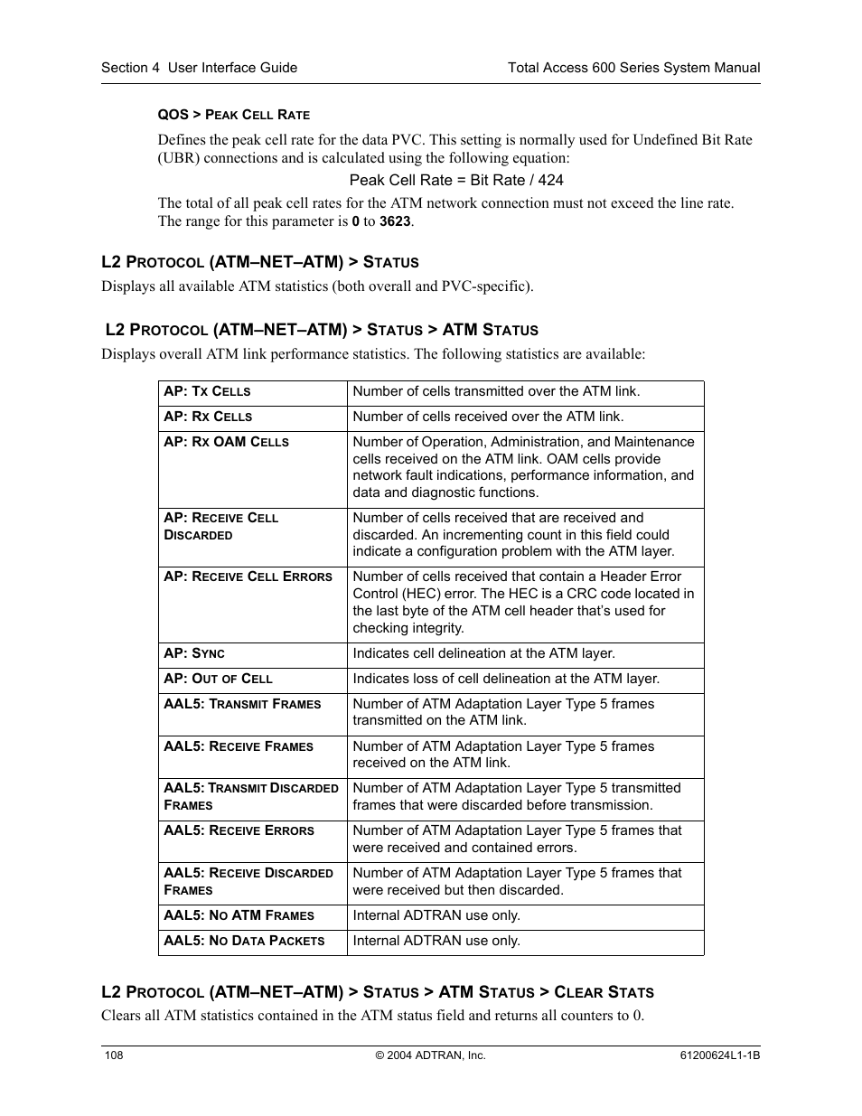 L2 p, Atm–net–atm) > s, Atm s | ADTRAN 600R User Manual | Page 110 / 264