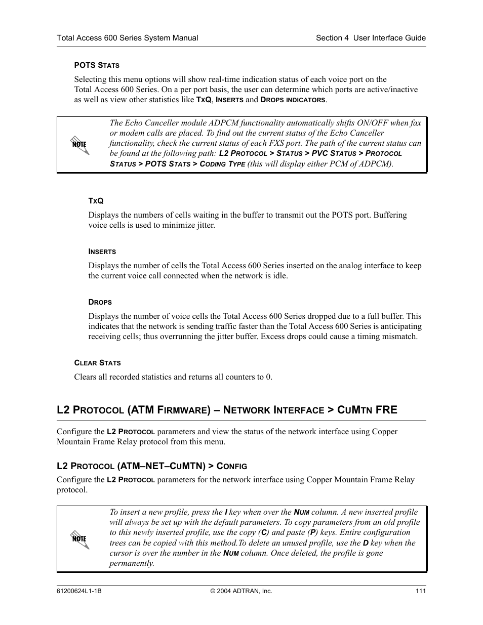L2 p, Atm f | ADTRAN 600R User Manual | Page 113 / 264