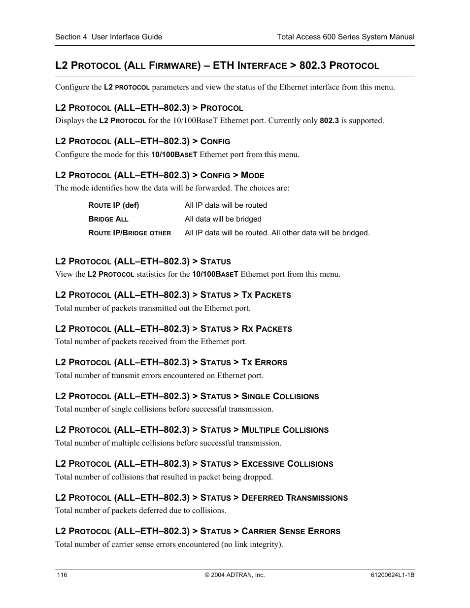 L2 p, Eth i | ADTRAN 600R User Manual | Page 118 / 264