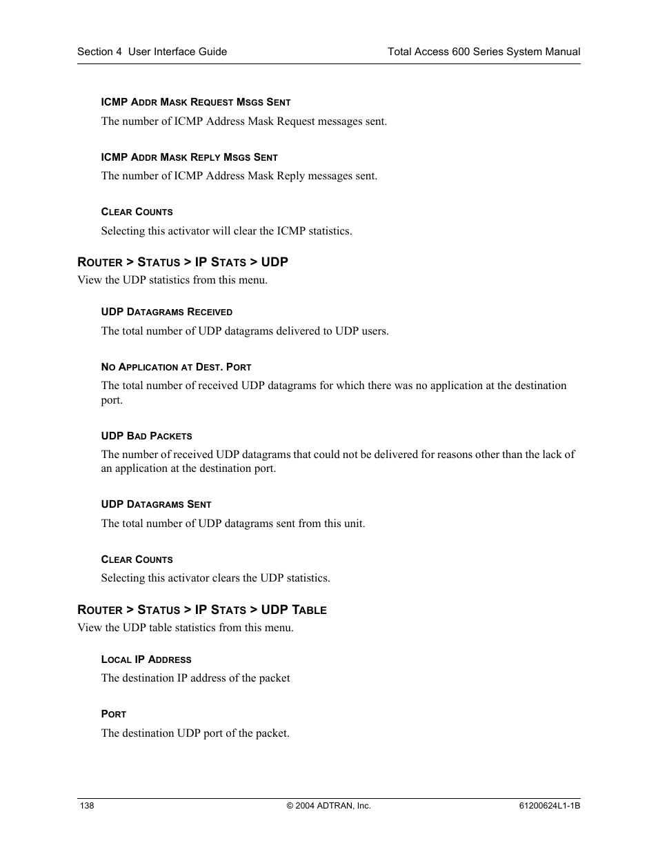Ip s, Udp t | ADTRAN 600R User Manual | Page 140 / 264