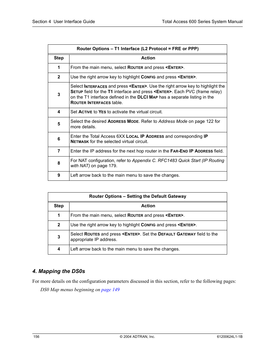 Mapping the ds0s | ADTRAN 600R User Manual | Page 158 / 264